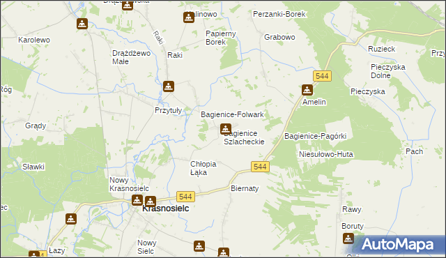 mapa Bagienice Szlacheckie, Bagienice Szlacheckie na mapie Targeo