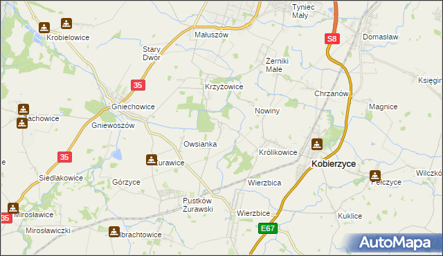 mapa Bąki gmina Kobierzyce, Bąki gmina Kobierzyce na mapie Targeo