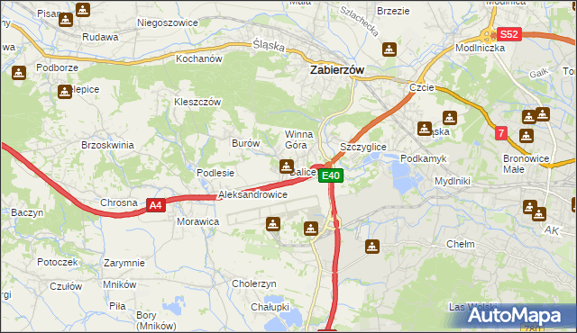 mapa Balice gmina Zabierzów, Balice gmina Zabierzów na mapie Targeo
