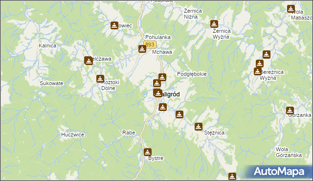 mapa Baligród, Baligród na mapie Targeo