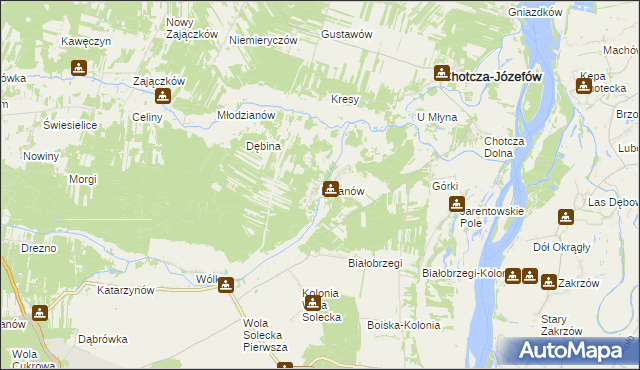mapa Baranów gmina Chotcza, Baranów gmina Chotcza na mapie Targeo