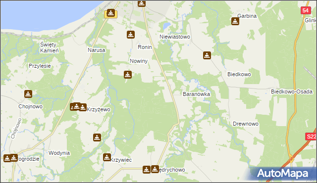 mapa Baranówka-Leśniczówka, Baranówka-Leśniczówka na mapie Targeo