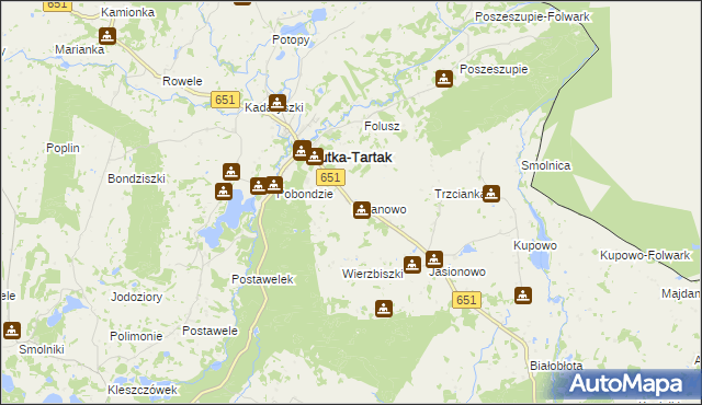 mapa Baranowo gmina Rutka-Tartak, Baranowo gmina Rutka-Tartak na mapie Targeo