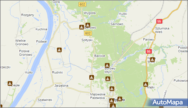 mapa Barcice gmina Ryjewo, Barcice gmina Ryjewo na mapie Targeo