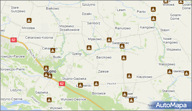 mapa Barcikowo gmina Słupno, Barcikowo gmina Słupno na mapie Targeo