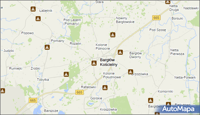 mapa Bargłów Kościelny, Bargłów Kościelny na mapie Targeo