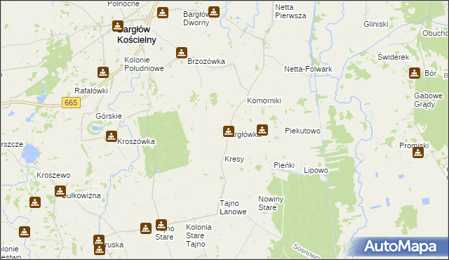 mapa Bargłówka gmina Bargłów Kościelny, Bargłówka gmina Bargłów Kościelny na mapie Targeo