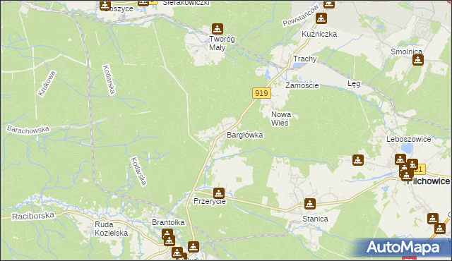 mapa Bargłówka gmina Sośnicowice, Bargłówka gmina Sośnicowice na mapie Targeo