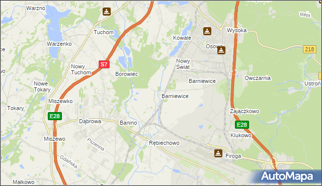 mapa Barniewice, Barniewice na mapie Targeo