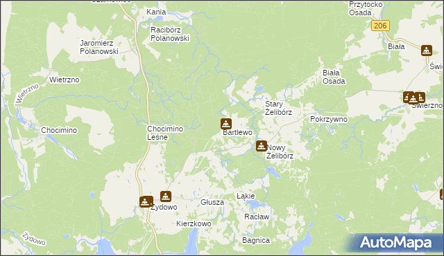 mapa Bartlewo gmina Polanów, Bartlewo gmina Polanów na mapie Targeo