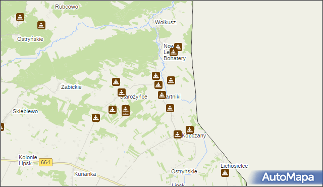 mapa Bartniki gmina Lipsk, Bartniki gmina Lipsk na mapie Targeo