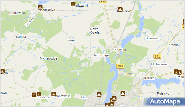 mapa Bartodzieje gmina Wągrowiec, Bartodzieje gmina Wągrowiec na mapie Targeo