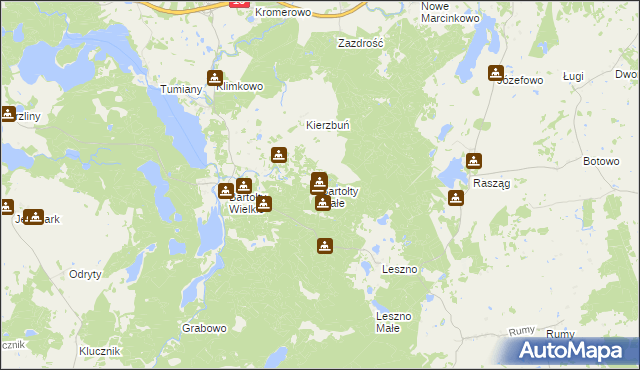 mapa Bartołty Małe, Bartołty Małe na mapie Targeo