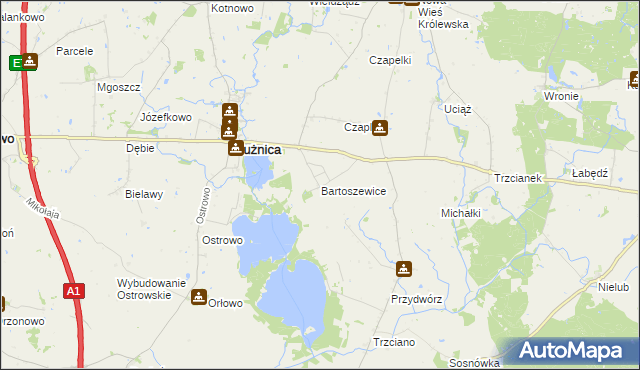mapa Bartoszewice gmina Płużnica, Bartoszewice gmina Płużnica na mapie Targeo