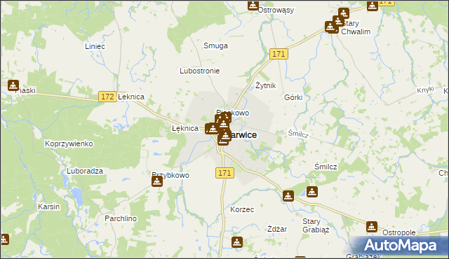 mapa Barwice, Barwice na mapie Targeo