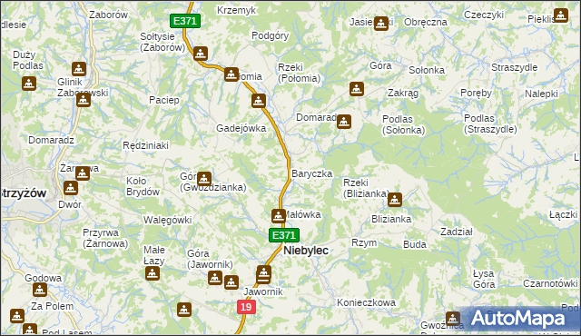 mapa Baryczka gmina Niebylec, Baryczka gmina Niebylec na mapie Targeo