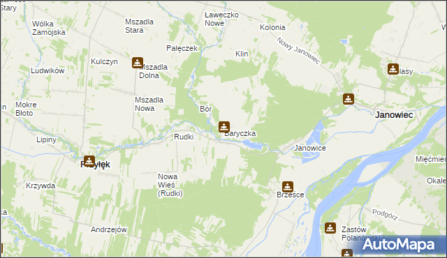 mapa Baryczka gmina Przyłęk, Baryczka gmina Przyłęk na mapie Targeo