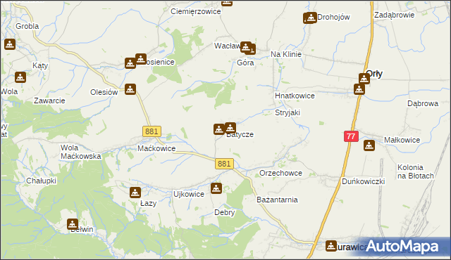 mapa Batycze, Batycze na mapie Targeo