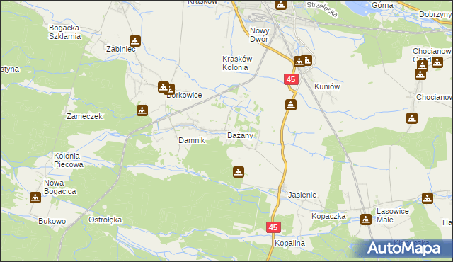 mapa Bażany, Bażany na mapie Targeo