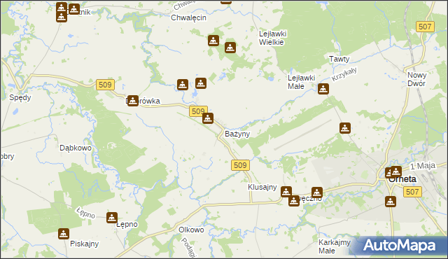 mapa Bażyny, Bażyny na mapie Targeo