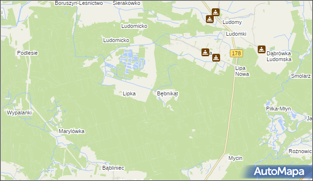 mapa Bębnikąt gmina Oborniki, Bębnikąt gmina Oborniki na mapie Targeo