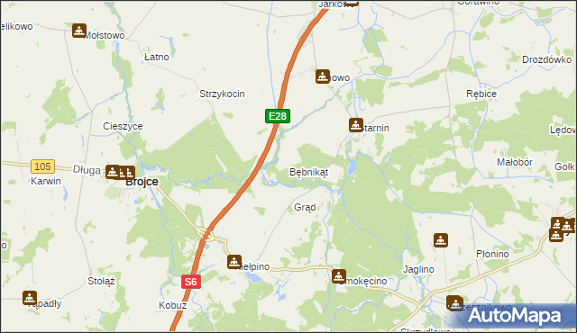 mapa Bębnikąt gmina Rymań, Bębnikąt gmina Rymań na mapie Targeo