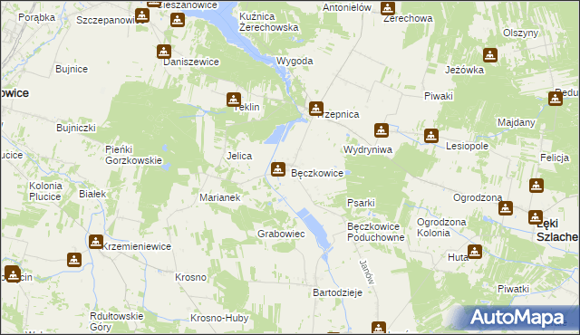 mapa Bęczkowice, Bęczkowice na mapie Targeo