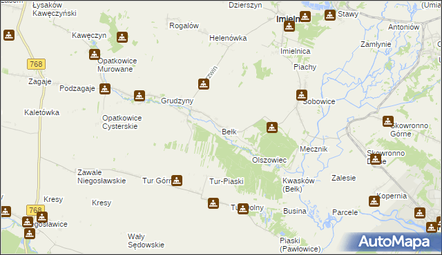 mapa Bełk gmina Imielno, Bełk gmina Imielno na mapie Targeo