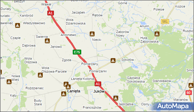 mapa Belno gmina Gostynin, Belno gmina Gostynin na mapie Targeo