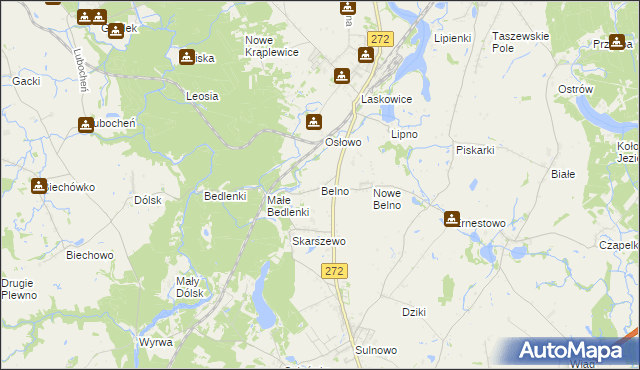 mapa Belno gmina Jeżewo, Belno gmina Jeżewo na mapie Targeo