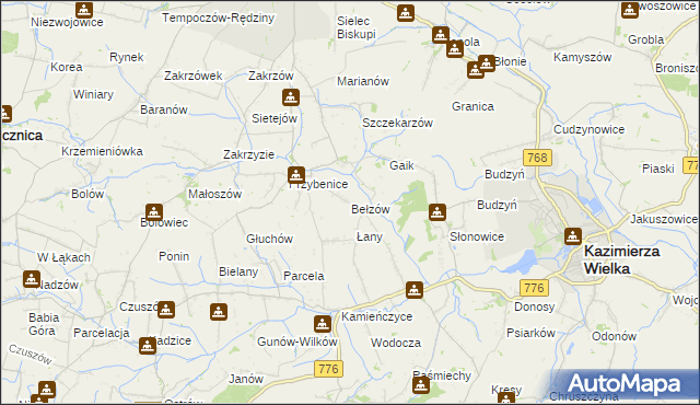 mapa Bełzów, Bełzów na mapie Targeo