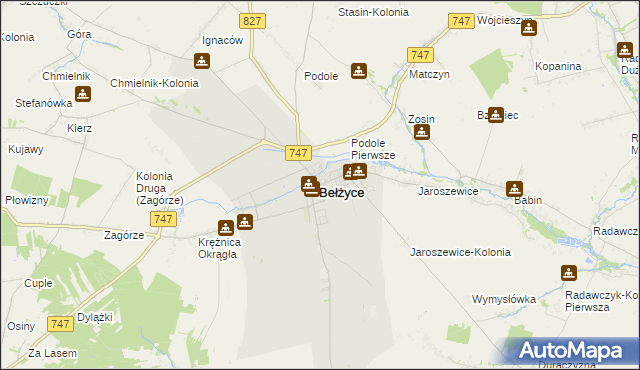 mapa Bełżyce, Bełżyce na mapie Targeo