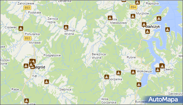 mapa Bereżnica Wyżna, Bereżnica Wyżna na mapie Targeo