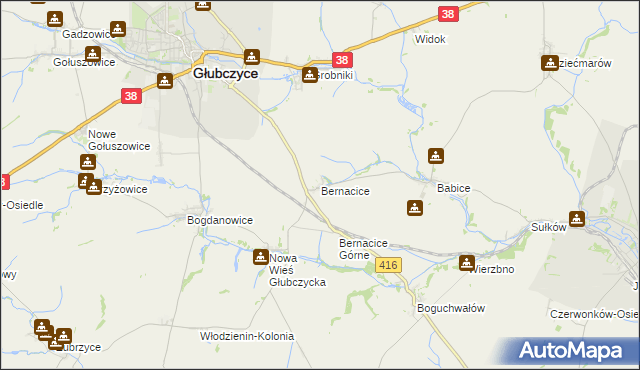 mapa Bernacice, Bernacice na mapie Targeo