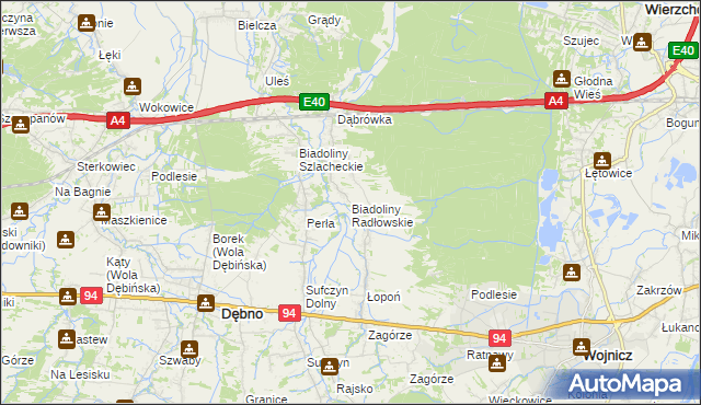 mapa Biadoliny Radłowskie, Biadoliny Radłowskie na mapie Targeo