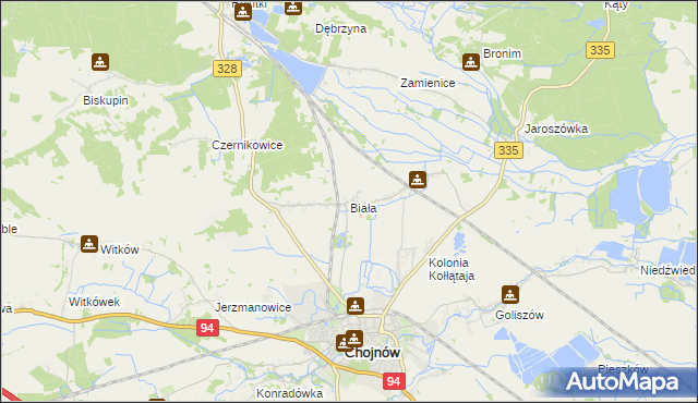 mapa Biała gmina Chojnów, Biała gmina Chojnów na mapie Targeo