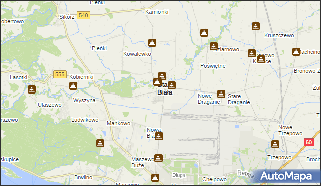 mapa Biała gmina Stara Biała, Biała gmina Stara Biała na mapie Targeo