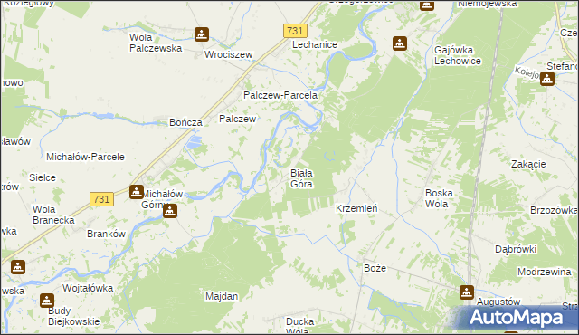 mapa Biała Góra gmina Stromiec, Biała Góra gmina Stromiec na mapie Targeo