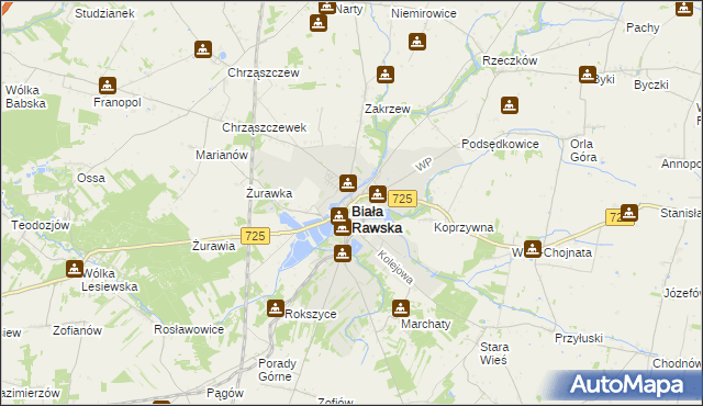 mapa Biała Rawska, Biała Rawska na mapie Targeo