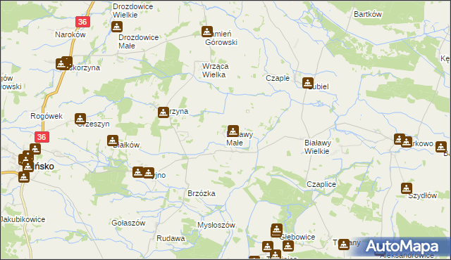 mapa Białawy Małe, Białawy Małe na mapie Targeo