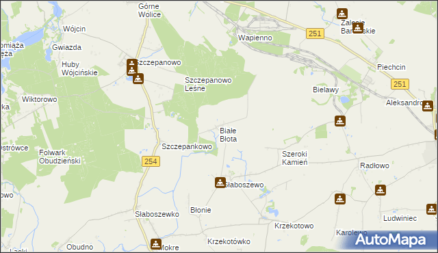 mapa Białe Błota gmina Dąbrowa, Białe Błota gmina Dąbrowa na mapie Targeo