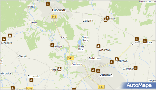 mapa Białe Błoto gmina Żuromin, Białe Błoto gmina Żuromin na mapie Targeo