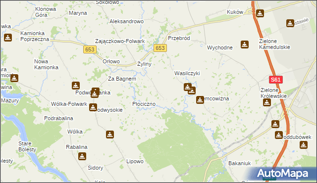 mapa Białe gmina Suwałki, Białe gmina Suwałki na mapie Targeo