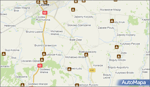 mapa Białe-Szczepanowice, Białe-Szczepanowice na mapie Targeo