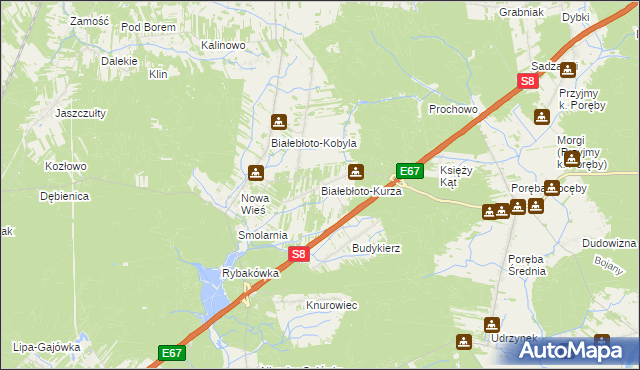 mapa Białebłoto-Kurza, Białebłoto-Kurza na mapie Targeo