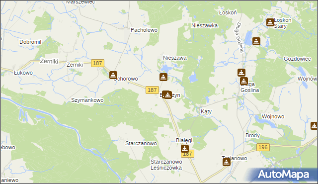 mapa Białężyn gmina Murowana Goślina, Białężyn gmina Murowana Goślina na mapie Targeo