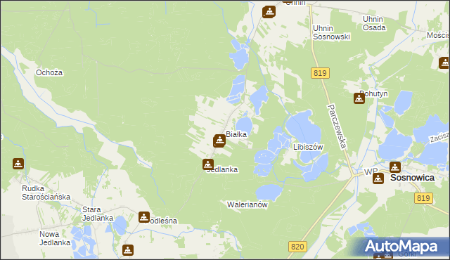 mapa Białka gmina Dębowa Kłoda, Białka gmina Dębowa Kłoda na mapie Targeo
