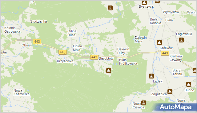 mapa Białobłoty gmina Gizałki, Białobłoty gmina Gizałki na mapie Targeo