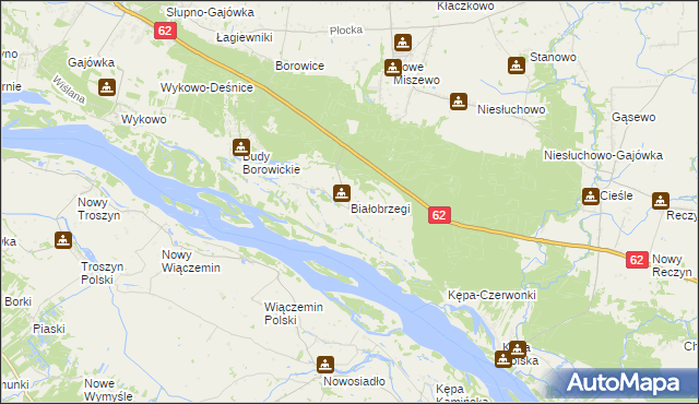 mapa Białobrzegi gmina Bodzanów, Białobrzegi gmina Bodzanów na mapie Targeo