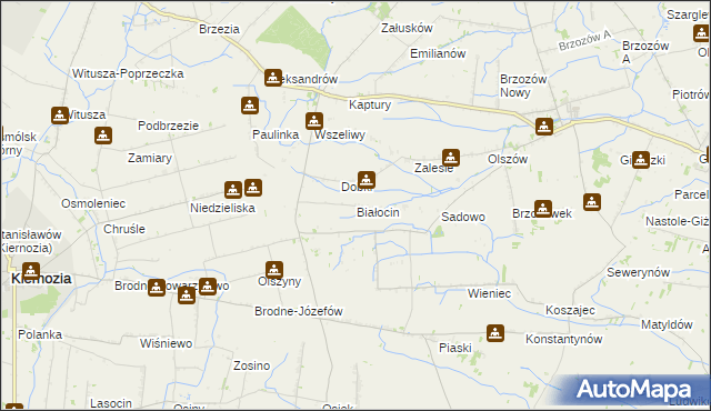 mapa Białocin gmina Iłów, Białocin gmina Iłów na mapie Targeo